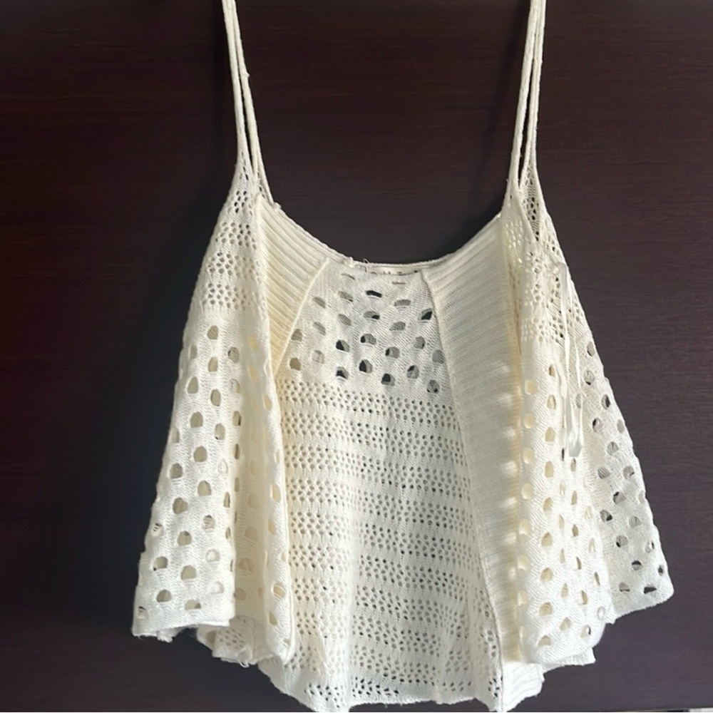 Boho Spaghetti Straps Off-White Top • Small